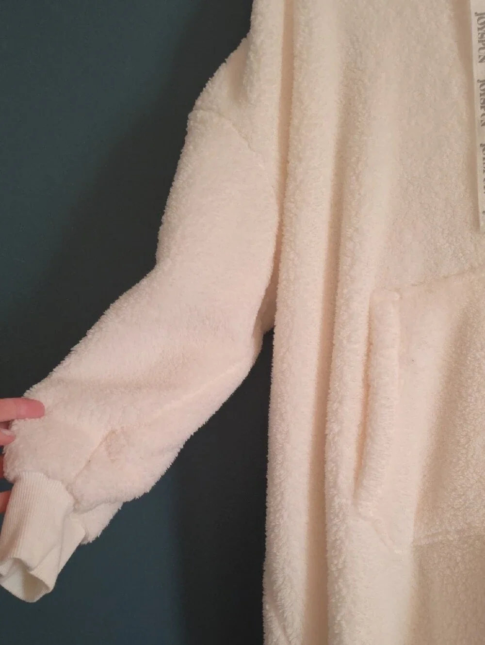 Cozy Oversized Cream Sherpa Hoodie With Pockets